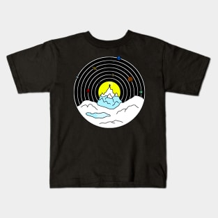 Wizard on the Celestial Mountain - Minimalist Space Design Kids T-Shirt